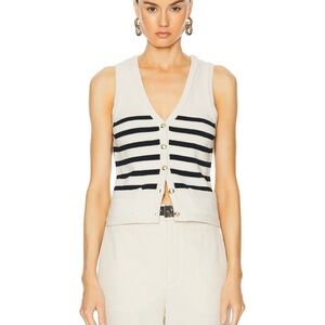 Striped Sleeveless Cardigan